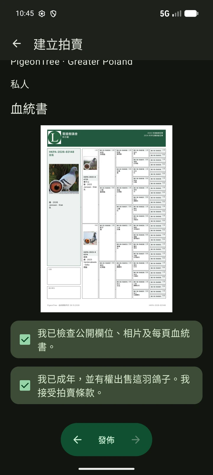 發佈前的香港繁體中文 PigeonTree 公開拍賣預覽