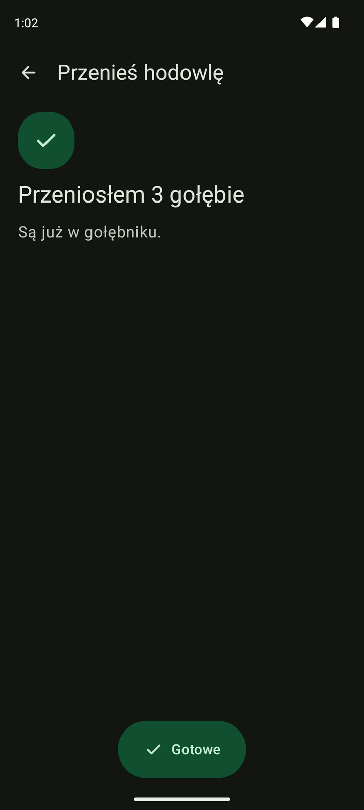 PigeonTree potwierdza zapis trzech gołębi po jawnym zatwierdzeniu importu.